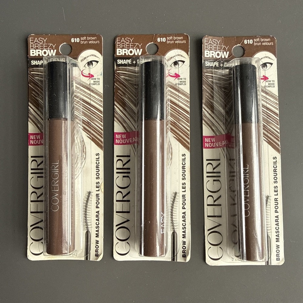 Lot x 3 COVERGIRL Easy Breezy Brow Mascara 610 SOFT BROWN SEALED